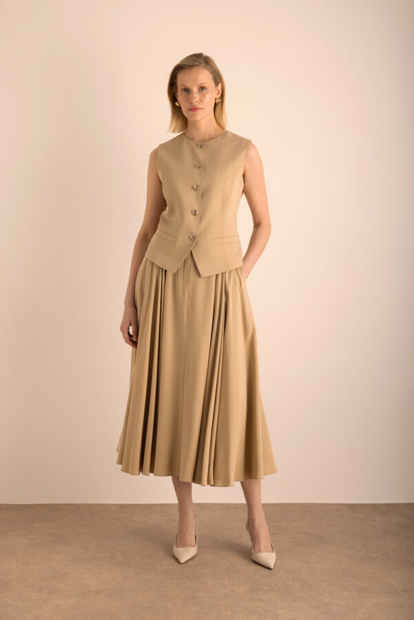 Camel Tencel Yelek - Aker (1)