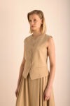 Camel Tencel Yelek - 5