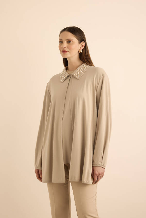 Camel Yakası İnci İşlemeli Tweenset - 3