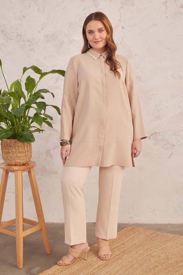 Camel Yakası Püskül Detaylı Tunik - 1