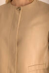 Camel Yakasız Kısa Tencel Ceket - 4