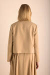 Camel Yakasız Kısa Tencel Ceket - 7