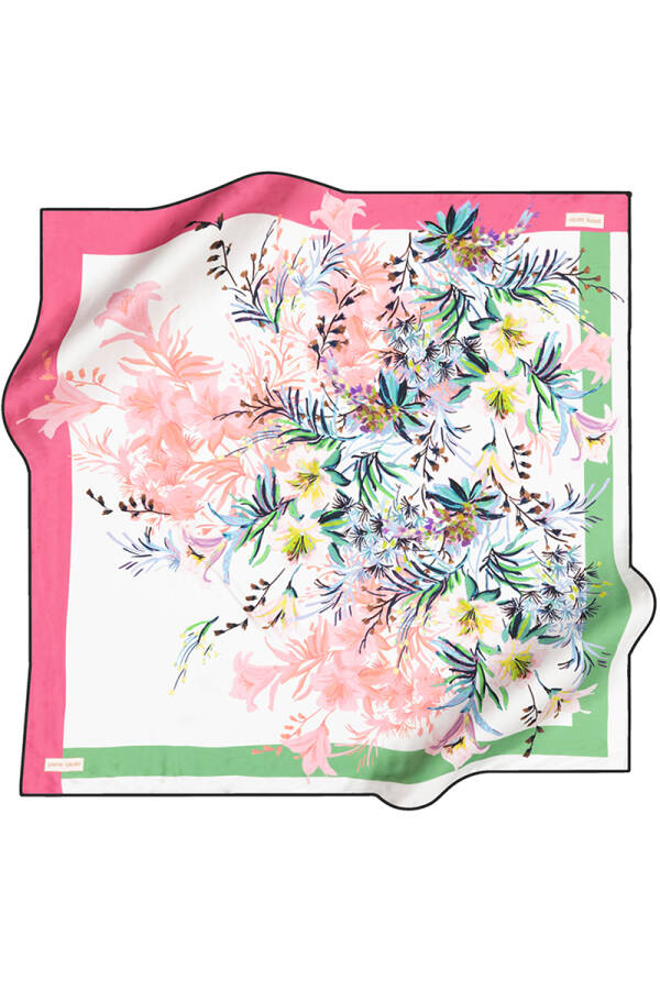 Çiçek Desenli Twill Eşarp - 1