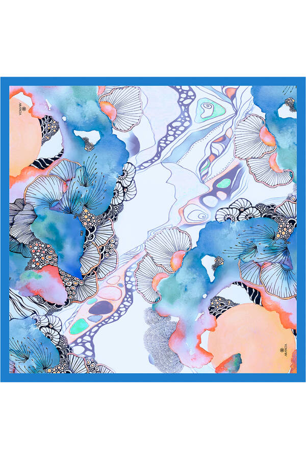 Mavi 90X90 İpek Twill Eşarp - ARANCIA