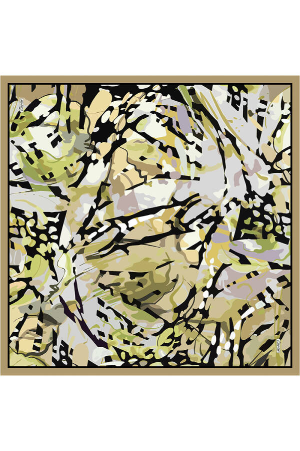 Çiçek Desenli 90X90 Arancia İpek Tivil Eşarp - Arancia