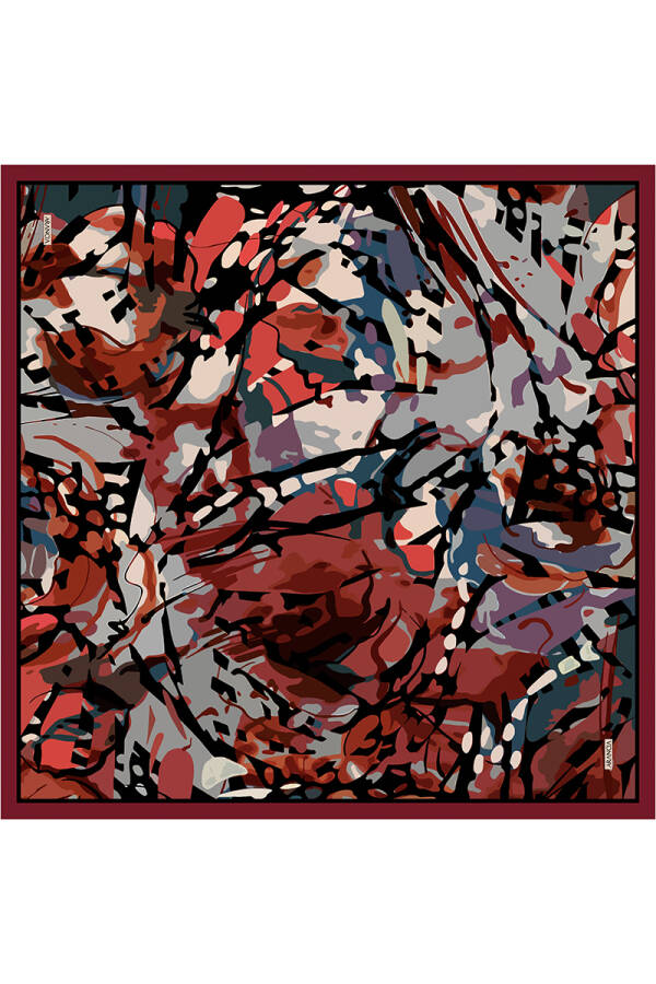 Çiçek Desenli 90X90 Arancia İpek Tivil Eşarp - 1