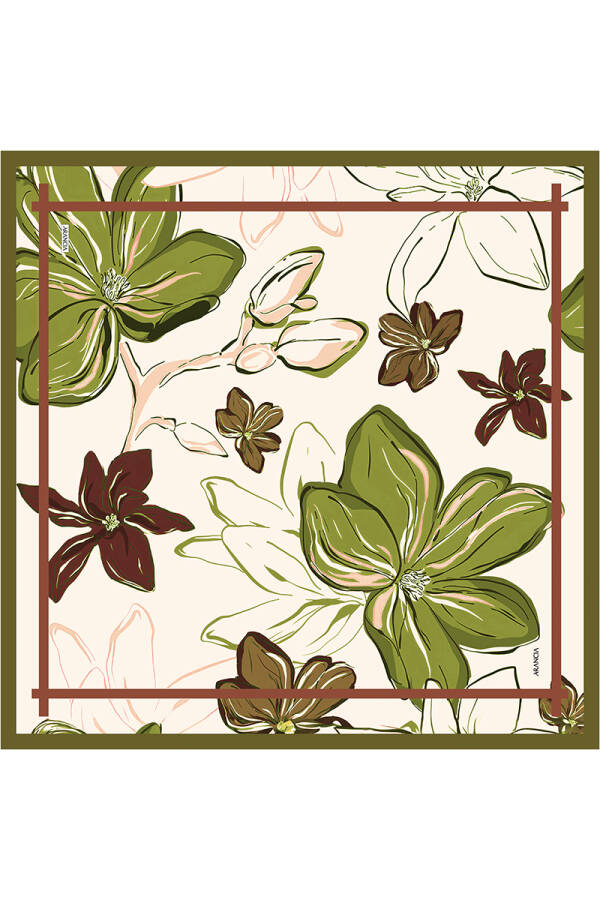 Yeşil 90X90 İpek Twill Eşarp - Arancia