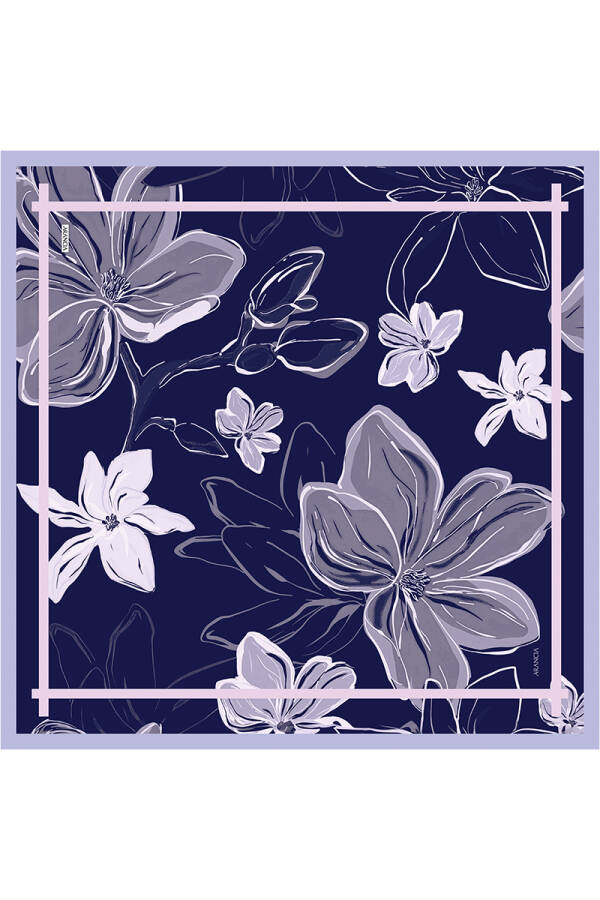 Lacivert 90X90 İpek Twill Eşarp - Arancia