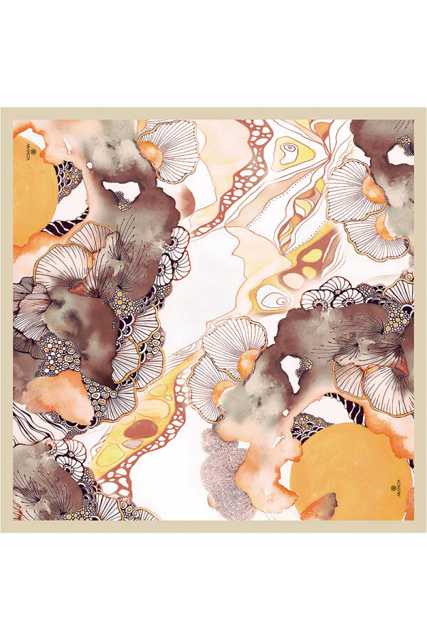 Kahverengi 90X90 İpek Twill Eşarp - ARANCIA