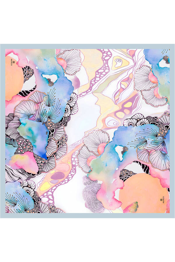 Açık Mavi 90X90 İpek Twill Eşarp - ARANCIA