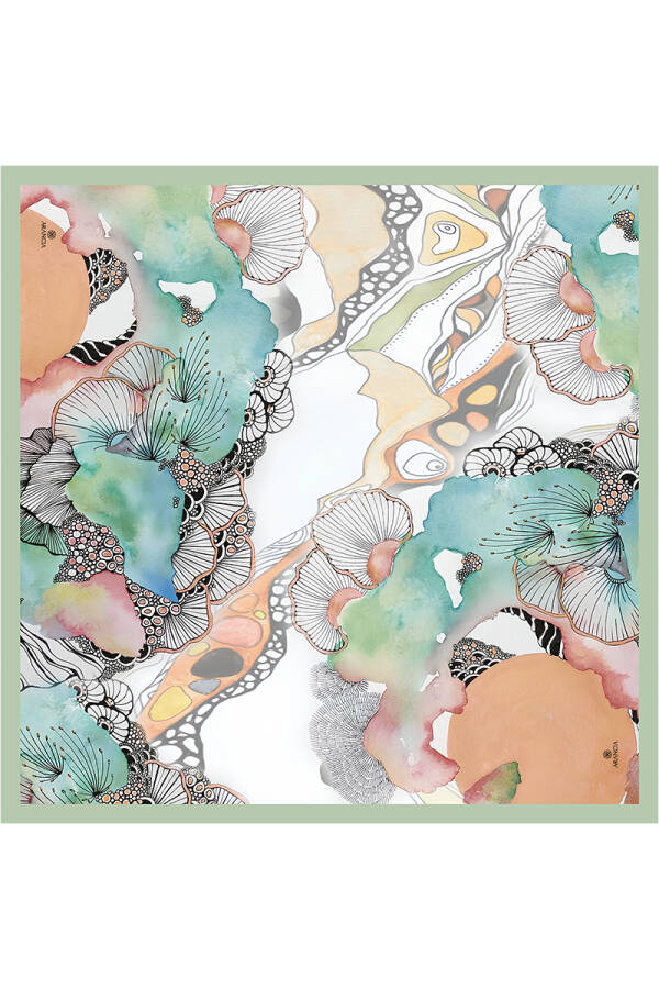 Mint Yeşili 90X90 Arancia İpek Tivil Eşarp - ARANCIA