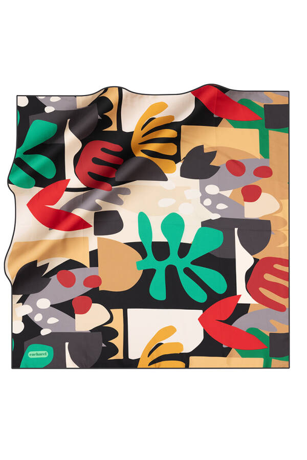 Çiçek Desenli İpek Twill Eşarp - 1