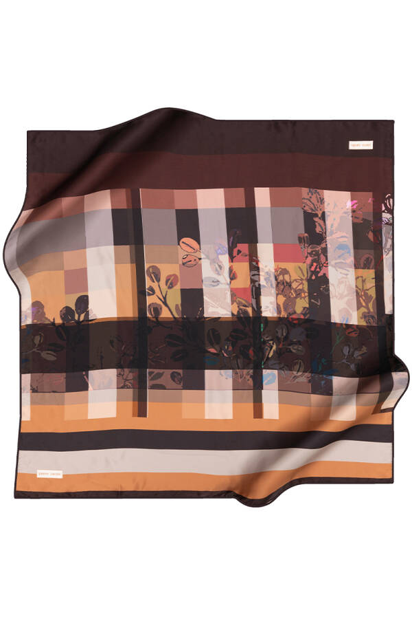 Çiçek Desenli Pierre Cardin İpek Tivil Eşarp - 1