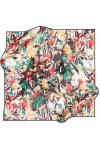 Çiçek Desenli İpek Twill Eşarp - 1