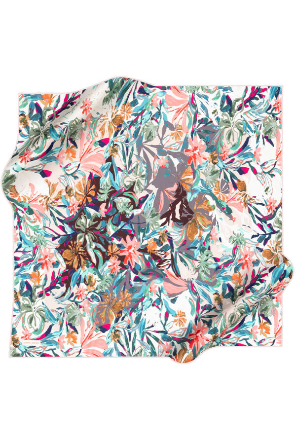 Çiçek Desenli Pierre Cardin İpek Tivil Eşarp - Pierre Cardin