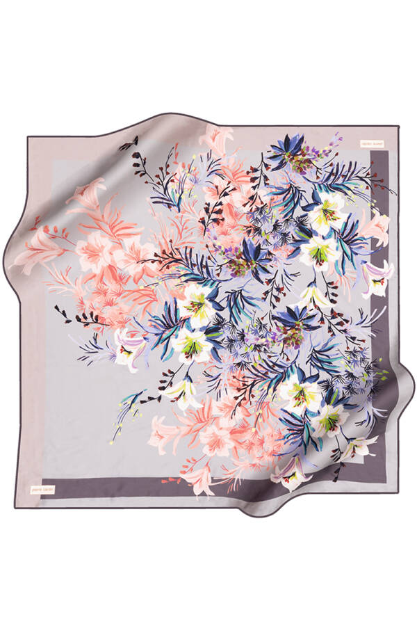Çiçek Desenli Pierre Cardin Tivil Eşarp - 1