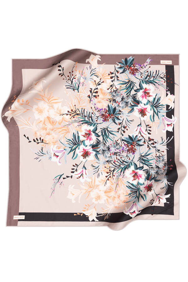Çiçek Desenli Pierre Cardin Tivil Eşarp - 1