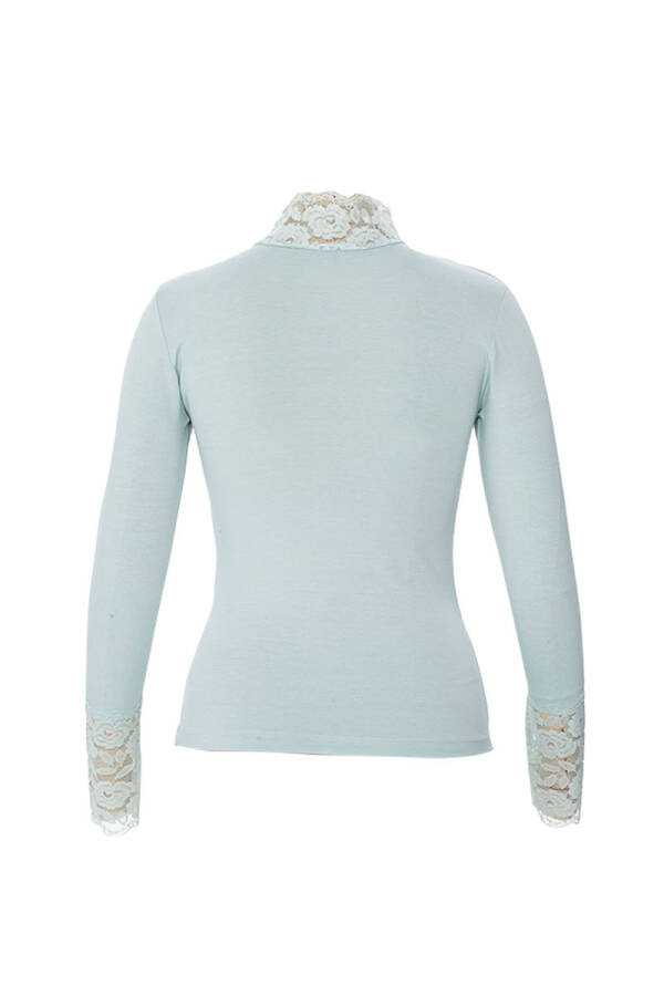 Yeşil Dantelli Balıkçı Yaka Uzun Kol - 2