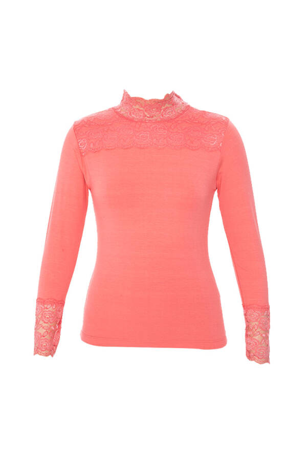 Somon Dantelli Balıkçı Yaka Uzun Kol - 1