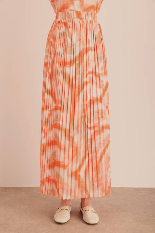 Desenli Piliseli Beli Lastikli Etek - Aker (1)