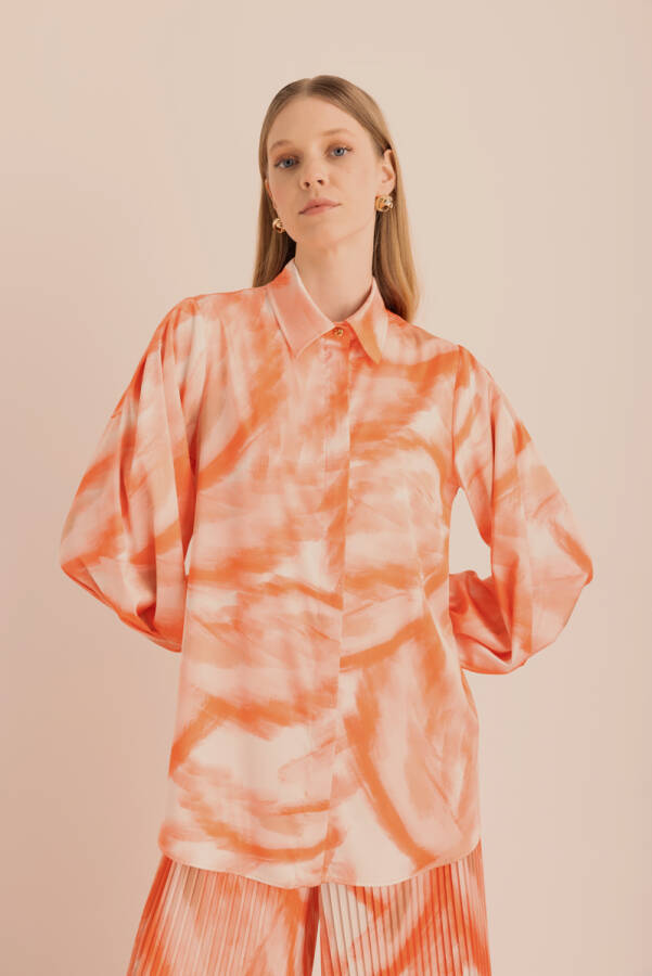 Desenli Saten Tunik - Aker