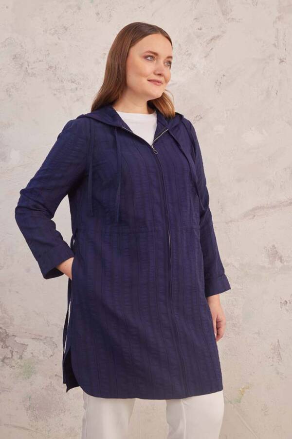 Lacivert Dokulu Kumaş Spor Tunik - 5