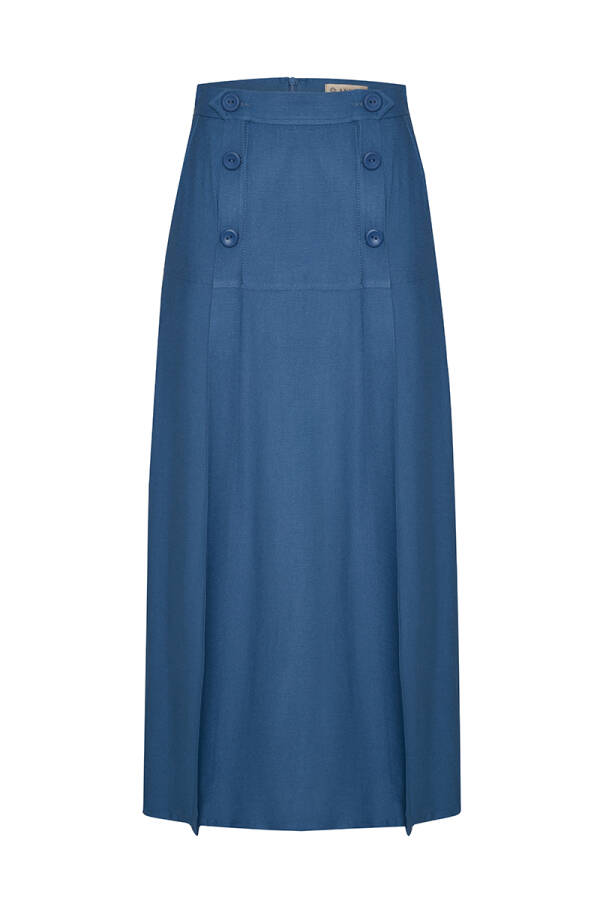 İndigo Düğmeli Spor Etek - 1