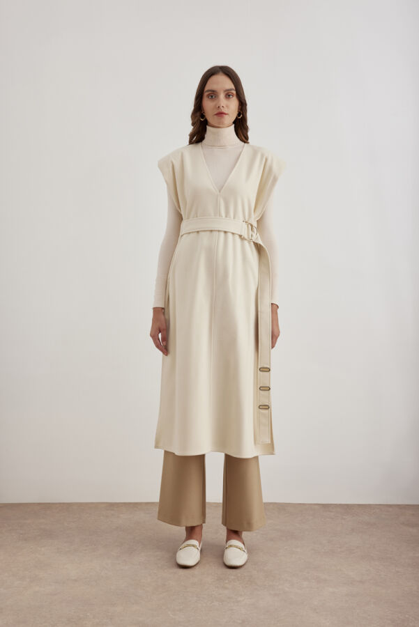 Ekru Kemer Detalı Kap - 2