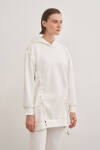 Ekru Kapşonlu Sweatshirt - 3