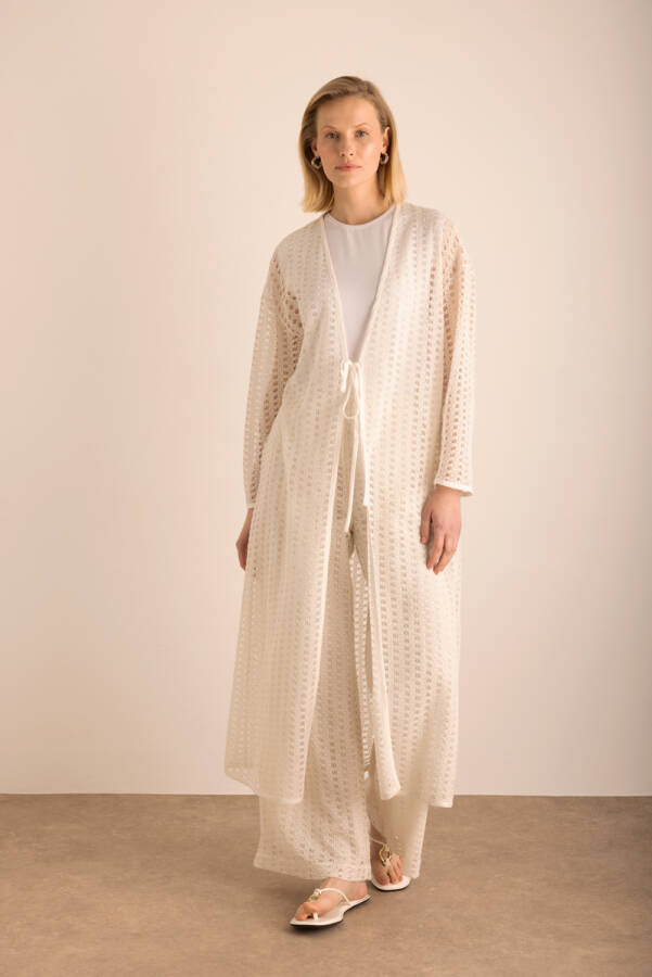 Ekru Cotton Dantel Hırka - 2
