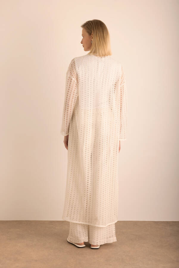 Ekru Cotton Dantel Hırka - 7