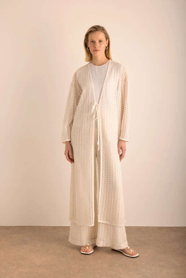 Ekru Cotton Dantel Hırka - 6