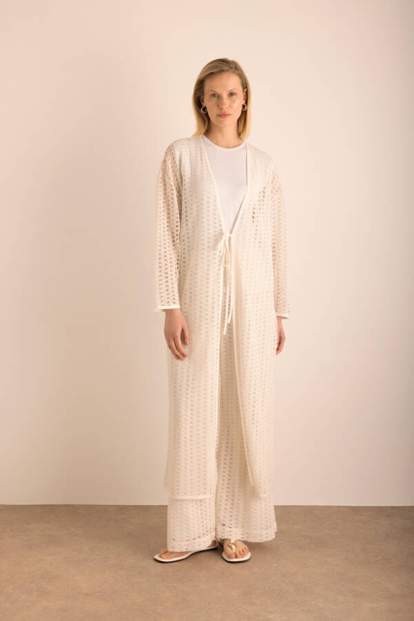 Ekru Cotton Dantel Hırka - 3