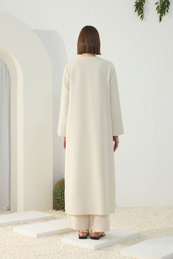 Ekru Asimetrik Yaka Ferace - 6