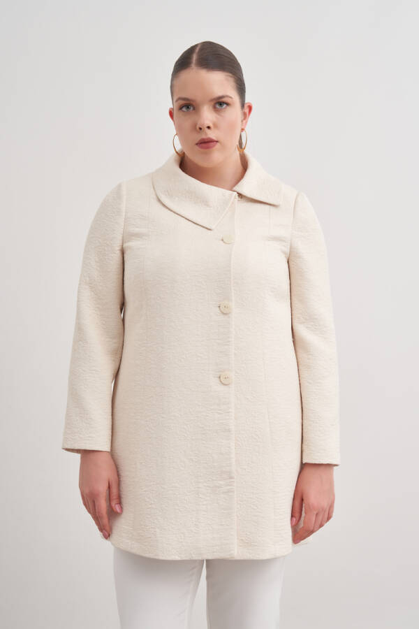 Ekru Asimetrik Yaka Kapamalı Kap - 4