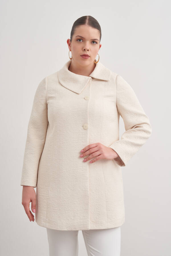 Ekru Asimetrik Yaka Kapamalı Kap - Aker (1)