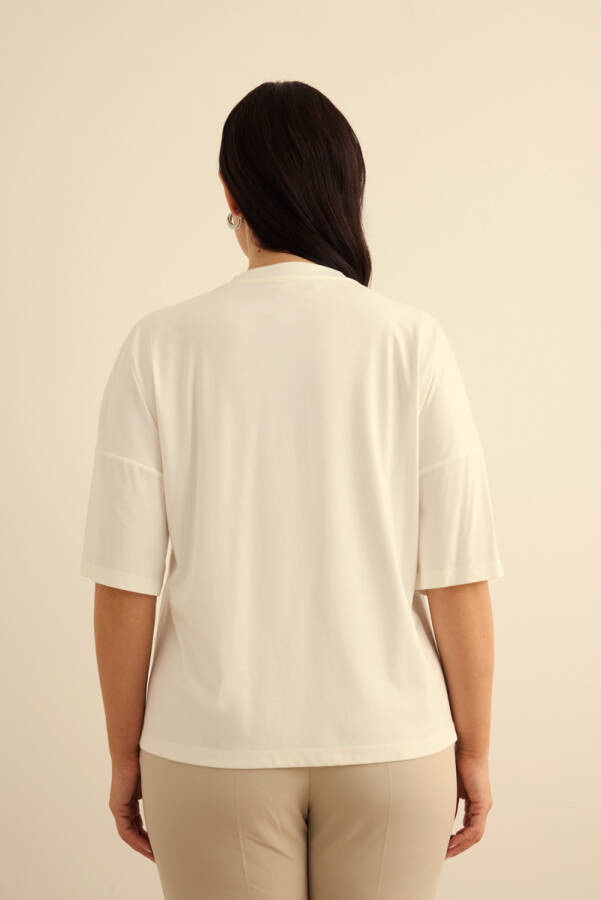 Ekru Basic Rayon T-Shırt - 6