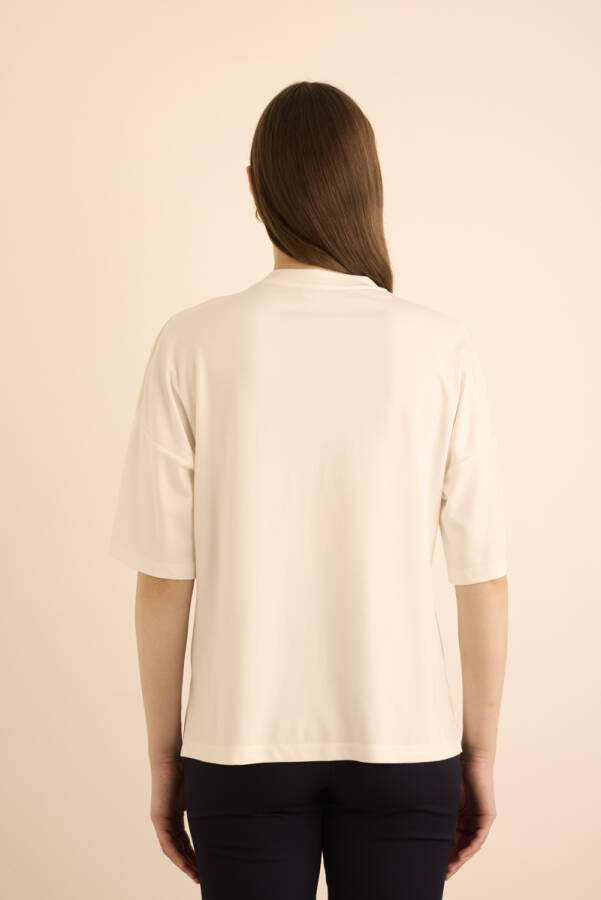 Ekru Basic Rayon T-Shırt - 6
