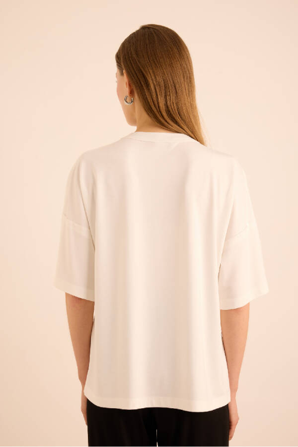 Ekru Basic T-Shırt - 6