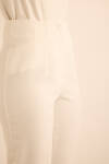 Ekru Beli Lastik Detaylı Krep Pantolon - 5