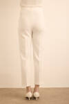 Ekru Beli Lastik Detaylı Krep Pantolon - 6
