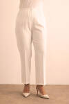 Ekru Beli Lastikli Dokuma Pantolon - 3
