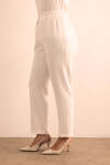 Ekru Beli Lastikli Dokuma Pantolon - 5