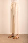 Ekru Beli Lastikli Viscon Cotton Pijama Altı - 3
