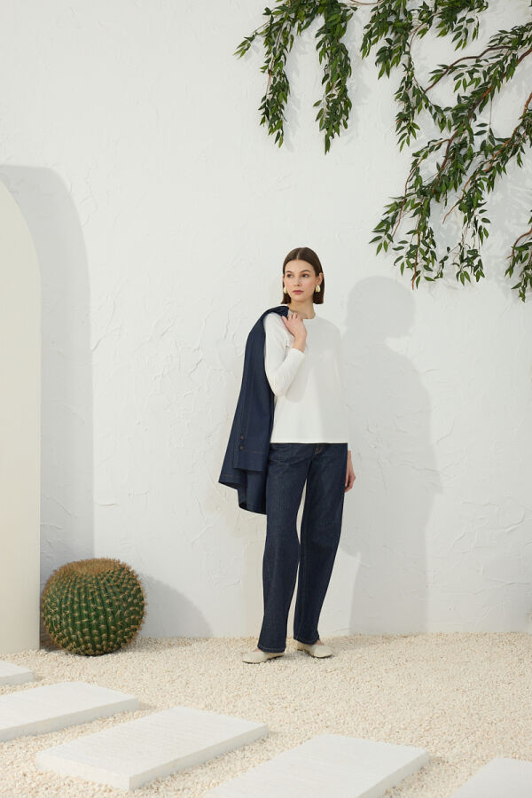 Ekru Bisiklet Yaka Body - 1