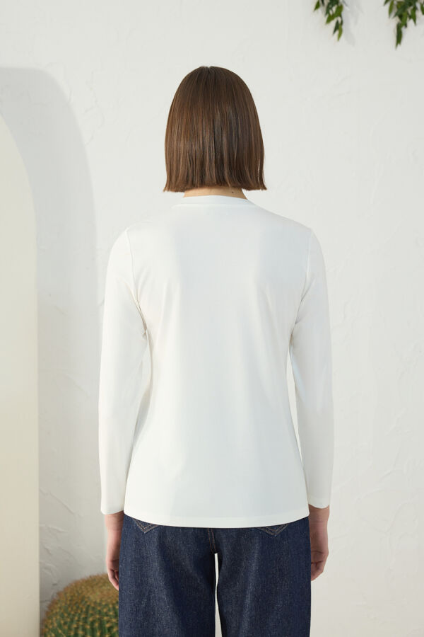 Ekru Bisiklet Yaka Body - 6