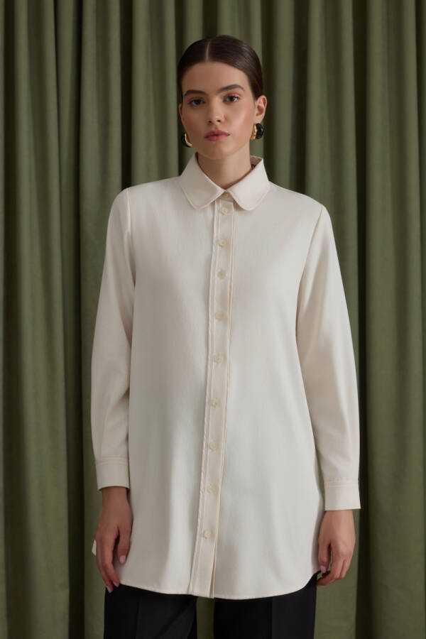 Ekru Biye Detaylı Tunik - 1