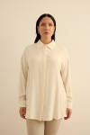 Ekru Bürümcük İp Dokulu , Viscon Keten Tunik - 5