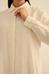 Ekru Bürümcük İp Dokulu , Viscon Keten Tunik - 6