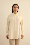 Ekru Bürümcük İp Dokulu , Viscon Keten Tunik - 2